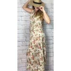 Yuvita Cottagecore Linen Midi Dress